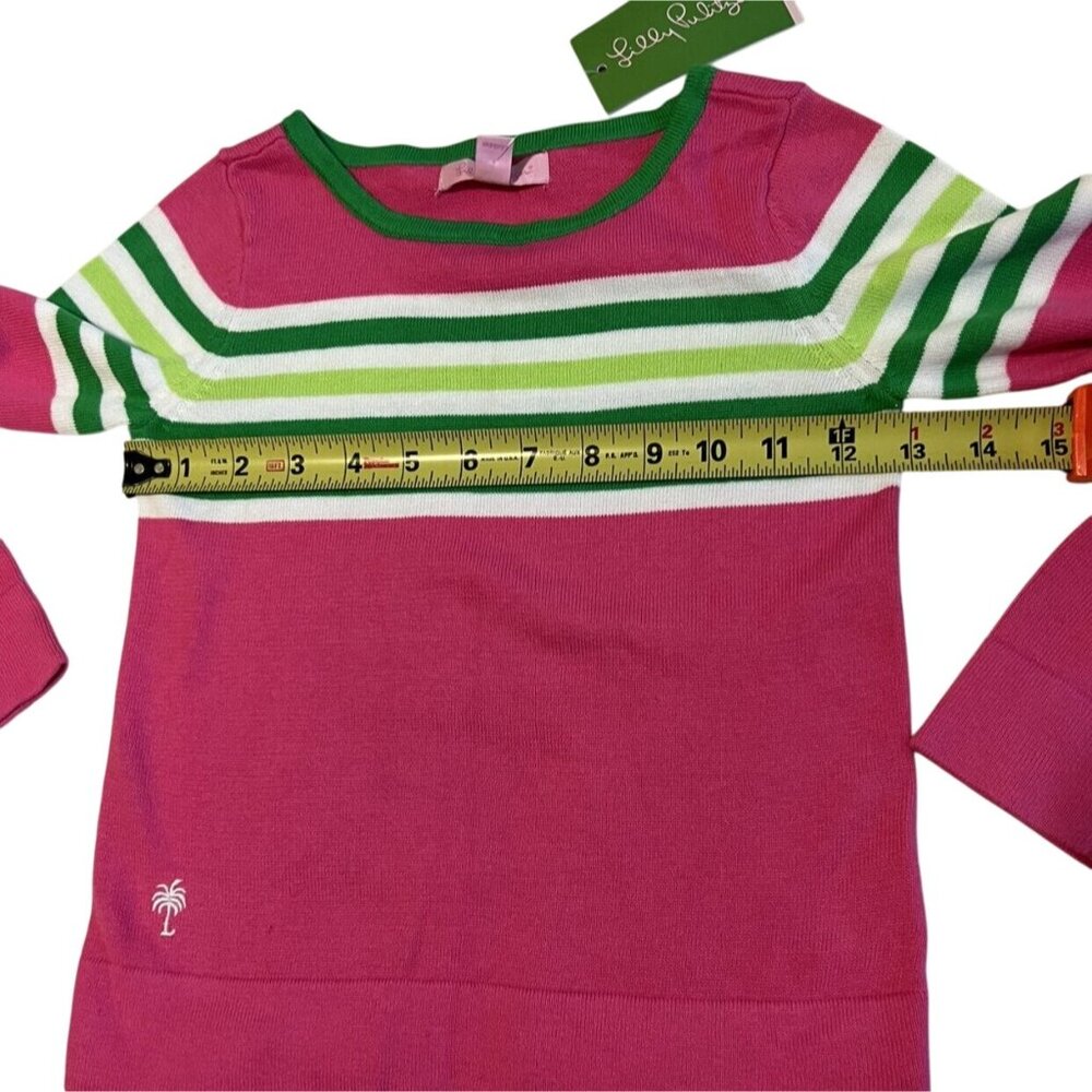 Lilly Pulitzer Mini Maria Pullover Sweater Girls Capri Pink Worth Stripe Size M - Picture 8 of 11